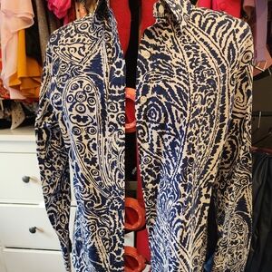 Foxcroft Blue and White Paisley Blouse